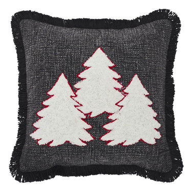 3 Christmas Trees Black Woven Pillow 12x12 VHC Brands - The Fox Decor